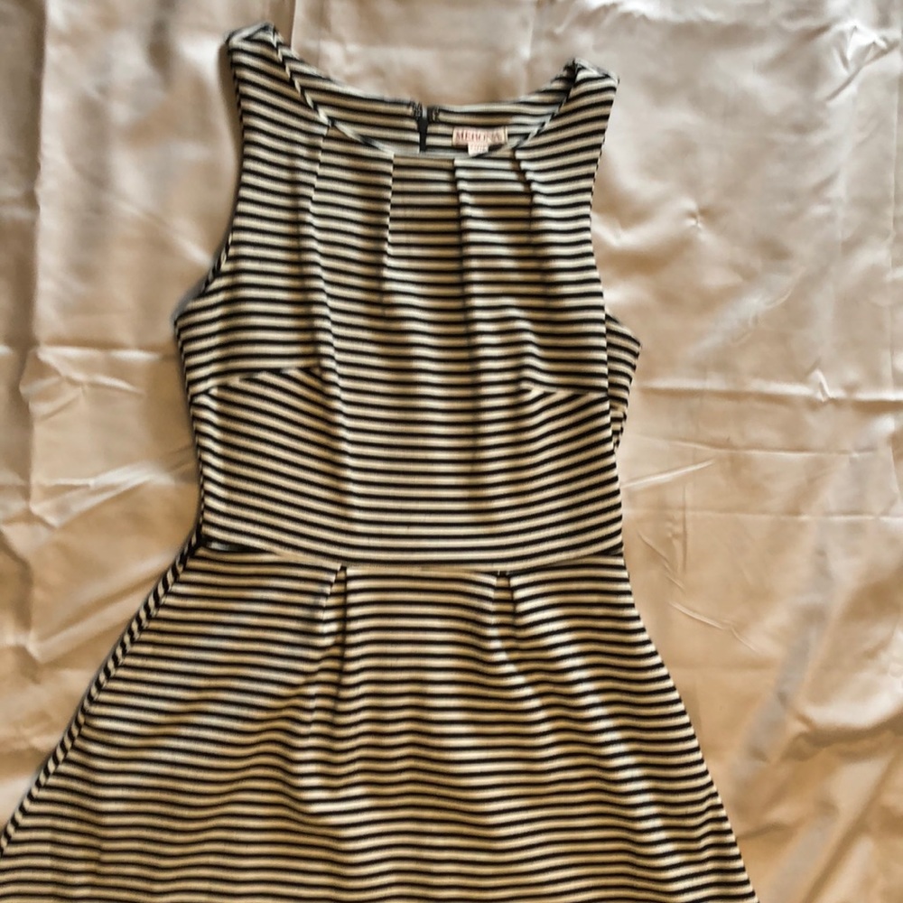 Black & White Striped Midi Dress WITH POCKETS